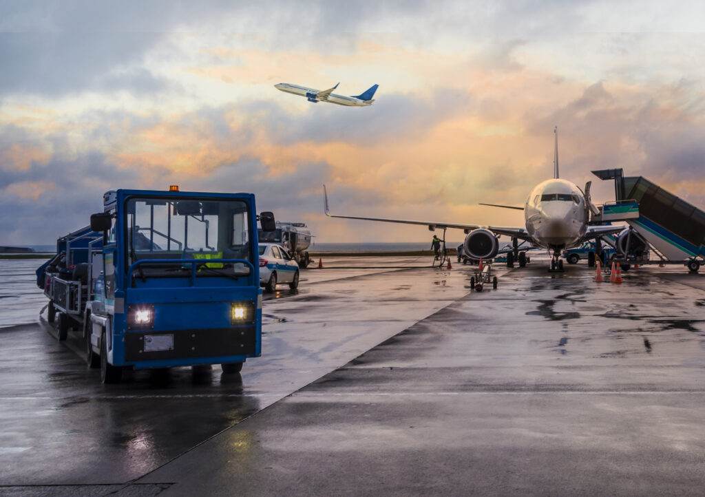 passenger airplane getting ready for flight